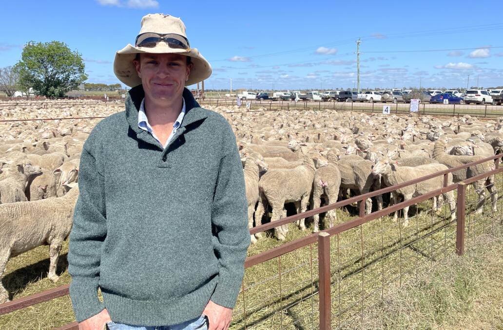 Tom Sleigh, Sleigh Pastoral, Jerilderie, NSW, sold 400 April/May 2022-drop Merino ewes for $154 at Jerilderie. Picture by Alexandra Bernard 