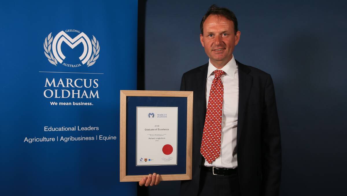 Richard Longbottom has been recognised for his contribution to the industry, receiving the Marcus Oldham Graduate of Excellence Award at the college’s recent graduation.