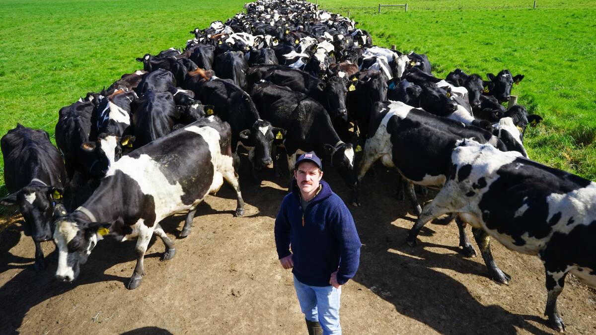 Garvoc dairy farmer Joseph Conheady is part of a community group that formed after they learnt of a wind farm planning application that would create a land buffer imposing on their property, and 12 other neighbouring farms. Picture by Rachel Simmonds 