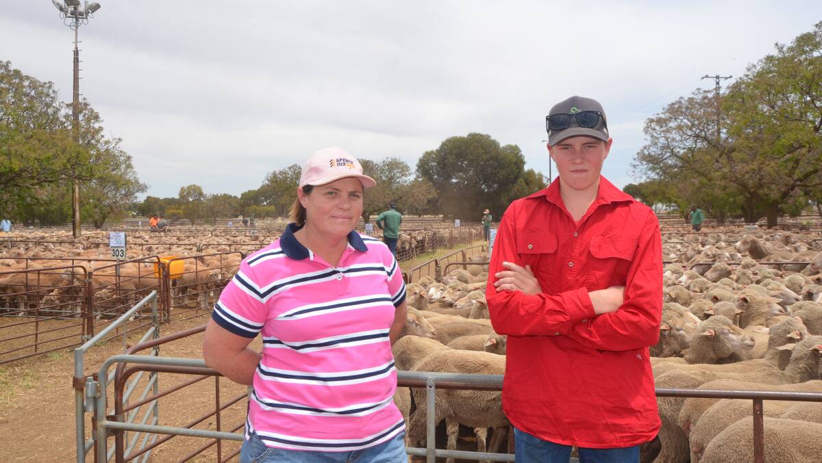 Mother-and-son duo Kylie and Zac Pedler, Warooka, SA, at the Jamestown, SA, sheep market last week. Picture by Vanessa Binks