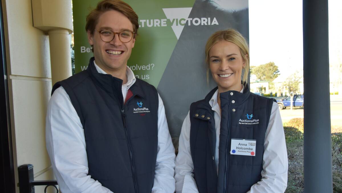 AuctionsPlus chief executive Angus Street told producers at Better Beef that the industry needed to be open to change to be able to move forward. Mr Street is pictured with the company's Anna Holcombe.