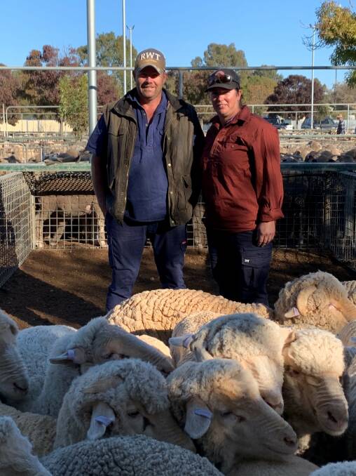 SOUTHERN TRIP: Shane and Brooke Anderson, Wentworth, NSW, were at Ouyen's fortnightly sheep market last week.