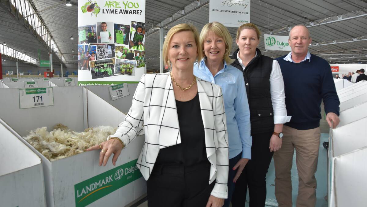 Lyme Disease Association of Australia's Anne Ryan, Australian Sheep and Wool Show CEO Margot Falconer, Landmark's Candice Cordy, and Australian Merino Exports director and competition judge Chris Kelly.