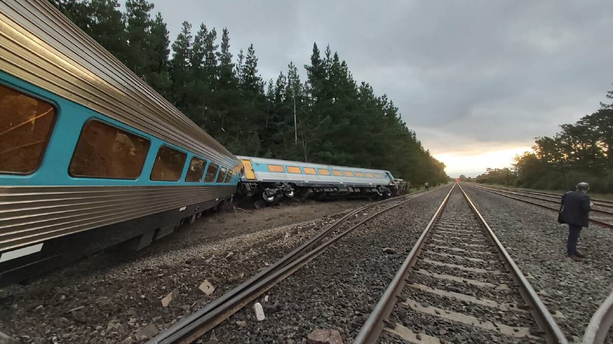 DERAILMENT: An XPT train travelling from Sydney to Melbourne derailed last Thursday night. Photo by Scott Rickard.