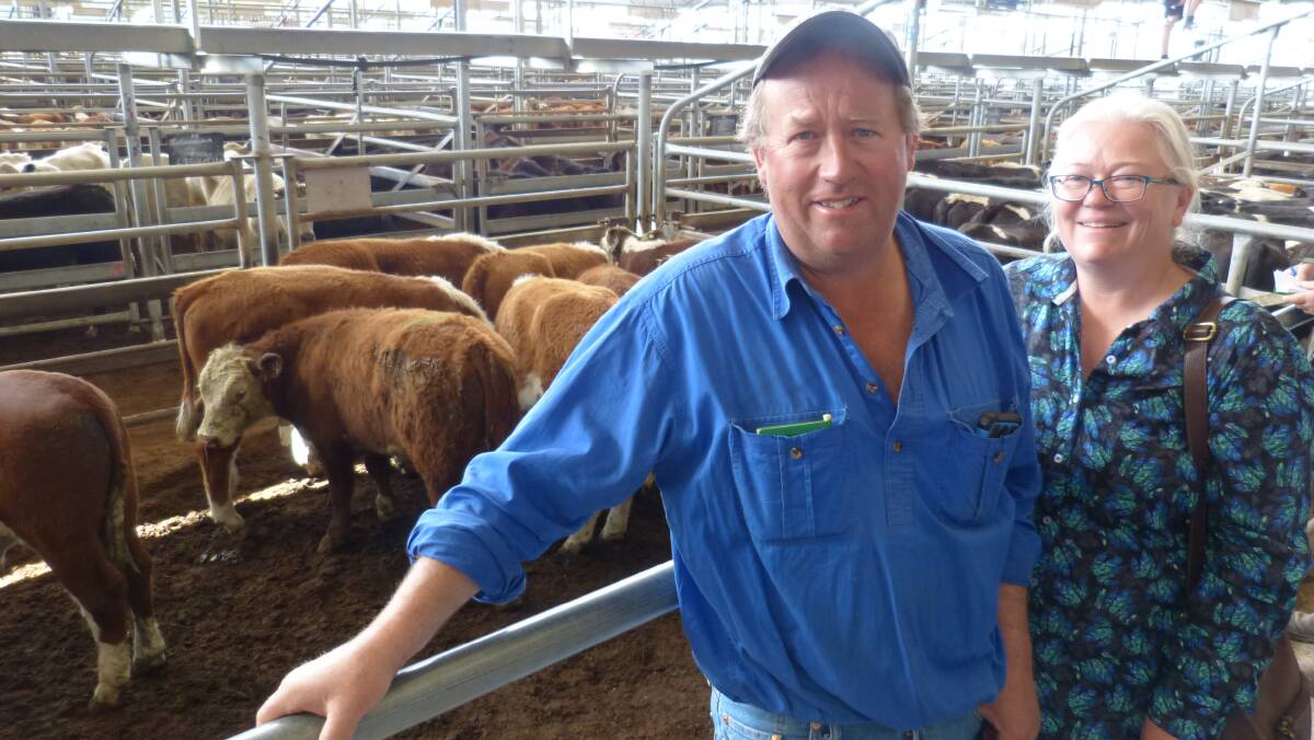 FROM THE NORTH: David and Jenny Fraser, Timaroo, Cooma, NSW, sold 18 steers and 10 heifers. Photo by Bryce Eishold.