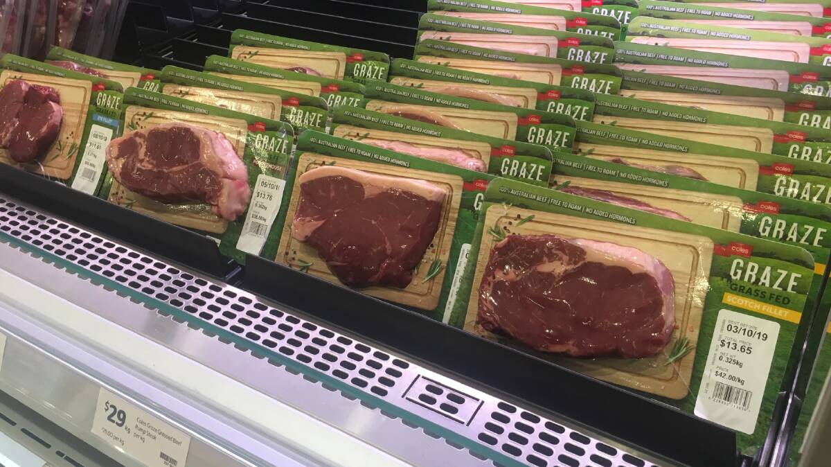 The Coles Graze beef range prepared by Retail Ready Operations using Darfresh on board packaging. Photo: MLA/Coles RROA