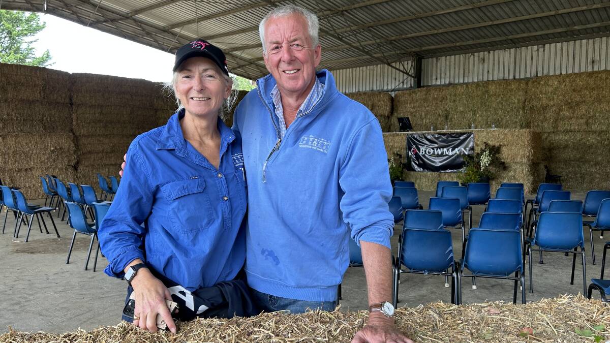 Lib and David Archer, Woodside, Cressy, Tas, purchased four bulls at the sale. Picture by Joely Mitchell