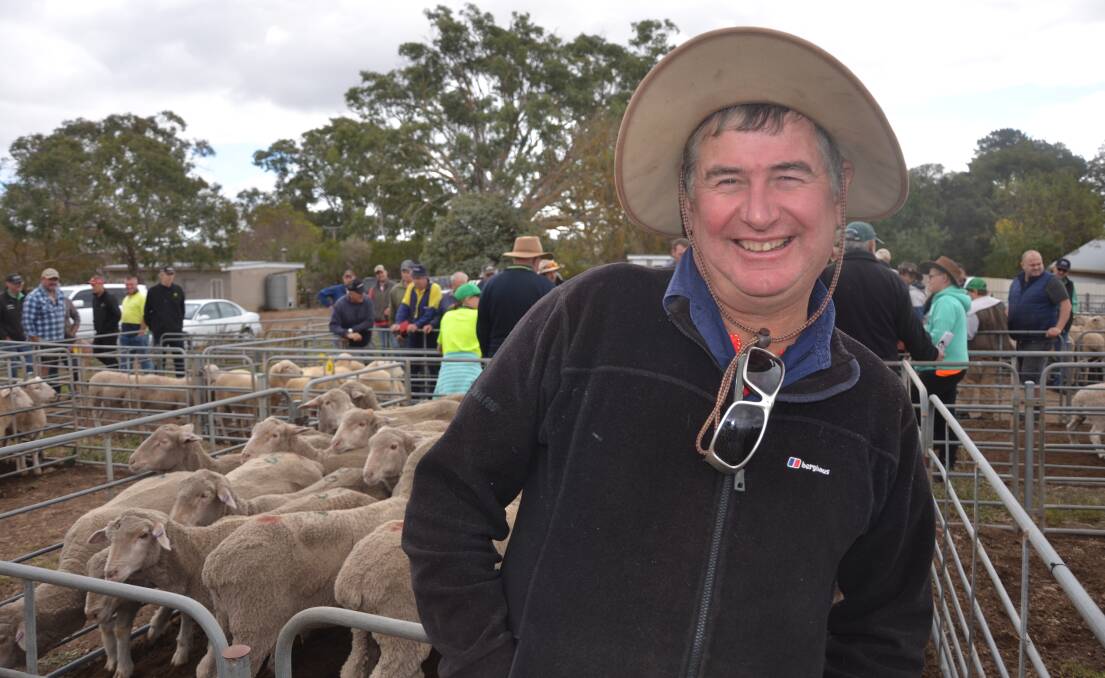 SELLER: Dean Hampel, Koonunga, SA, was selling Merino wether lambs at a recent sheep market at Mount Pleasant, SA.