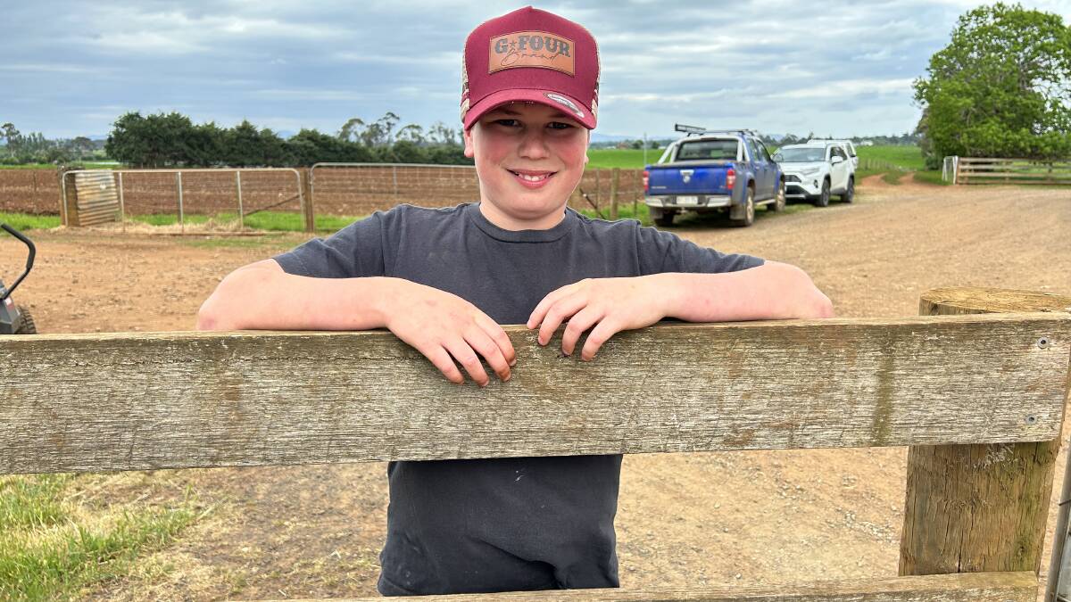 Ten-year-old Angus Summers, Somerset, Tas, bought his first-ever sheep at Fairbank recently, taking home one ram and three ewes to start his own sheep stud. Pictures by Joely Mitchell.