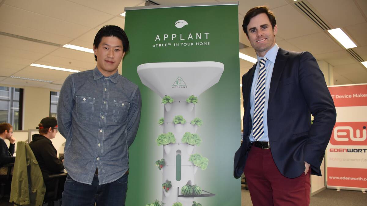 Applant founder Caleb Ha, with SproutX general manager Sam Trethewey. Applant is about to launch its first product, aTree, the world’s first self-irrigated, vertical garden.