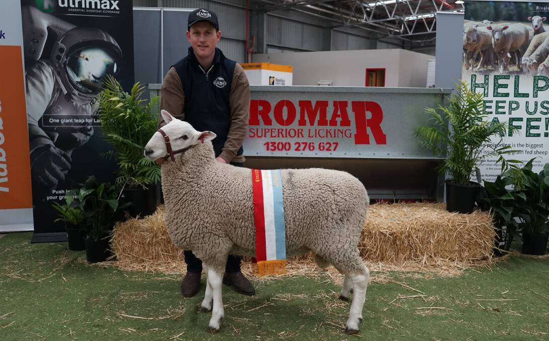 Glenlee Park stud principal Will Schilling, Dimboola, with his supreme champion Border Leicester. Picture by Rachel Simmonds