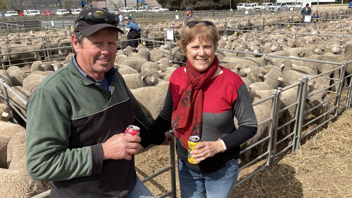 Paul and Michelle Carling, Parrakie, SA, sold 181 Malleetech/Carcuma North-blood woolly wether lambs at Murray Bridge, SA, on Monday. Picture by Alisha Fogden.