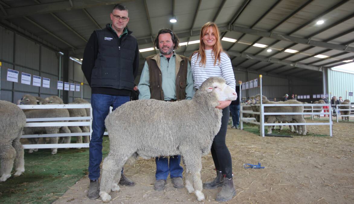 Nutrien agent Roly Coutts, Murray Miller, Fairview, Yanac, and Terrick West stud co-principal Claire McGauchie. Picture by Holly McGuinness