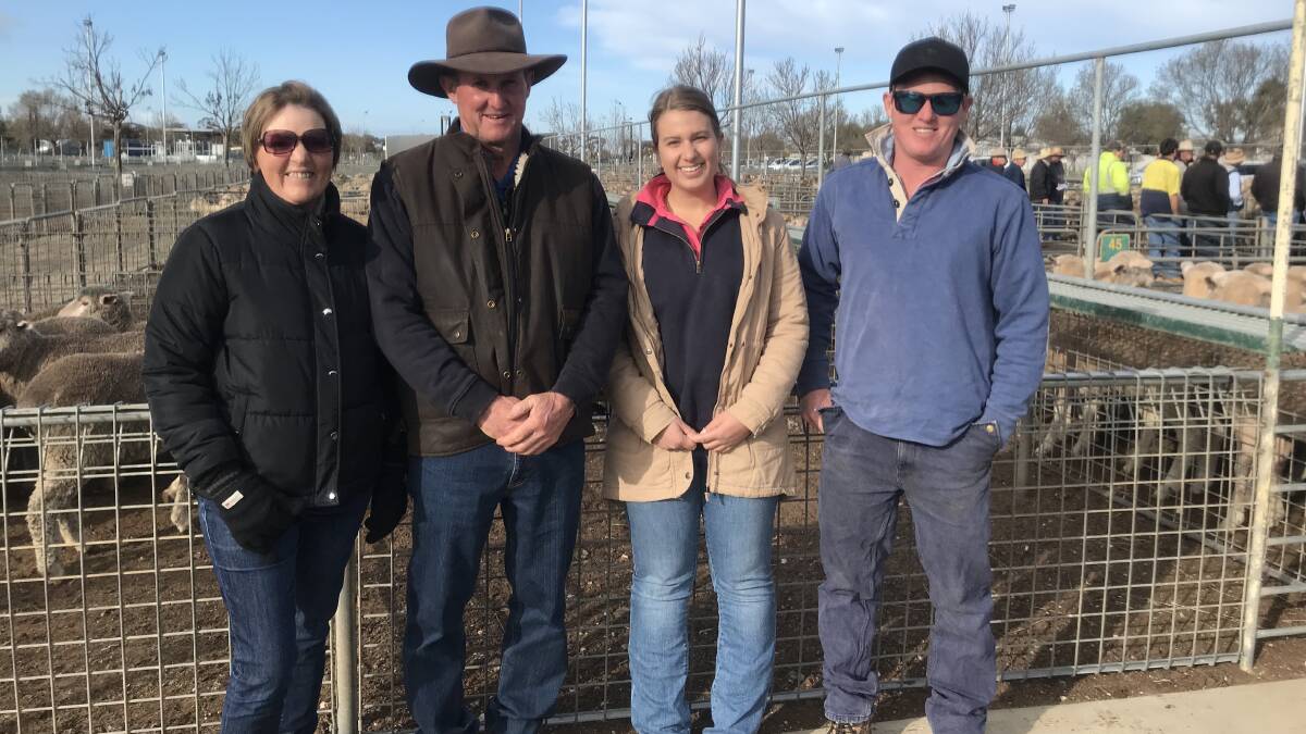 FAMILY OUTING: Julie, Mark, Gabby and Luke Cullinan, Kelleen Station, Wentworth, were at the Ouyen sheep market last week.