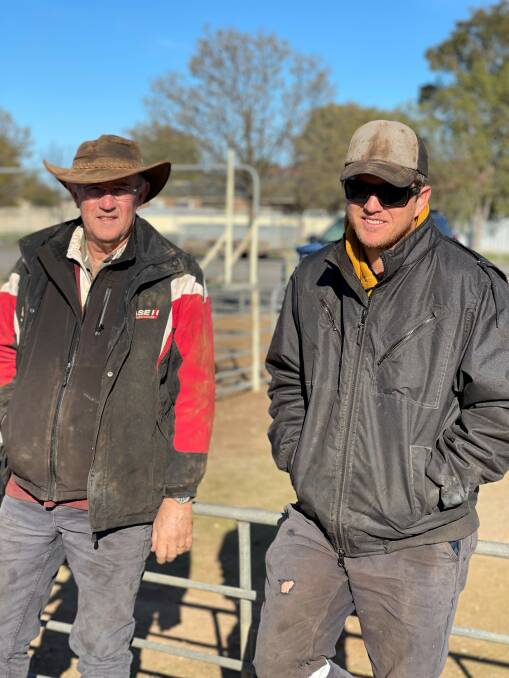 WATCHING THE MARKET: Kevin and Simon Brown, Underbool, were at last month's fortnightly sheep market at Ouyen.