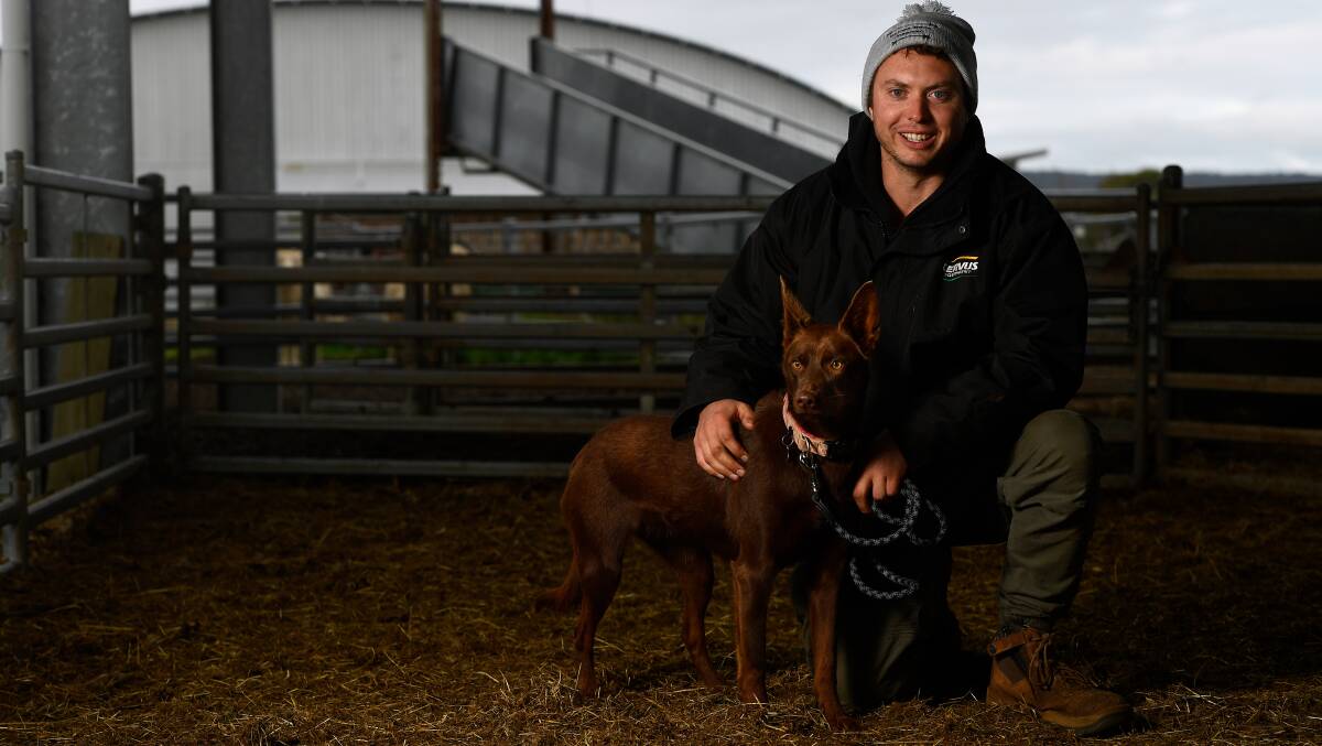 Chris Gallagher poses for a photo with dog Ruby during a Working Dog Training Course. Photo Adam Trafford.