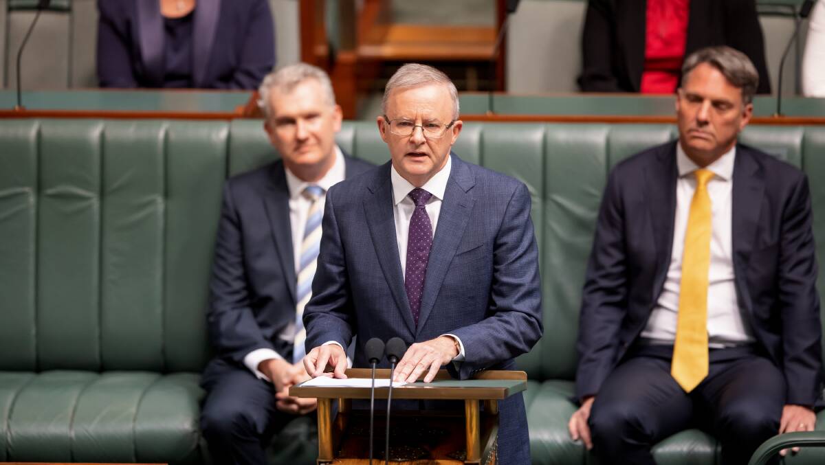 Opposition Leader Anthony Albanese delivers his reply to the budget on Thursday. Picture: Sitthixay Ditthavong