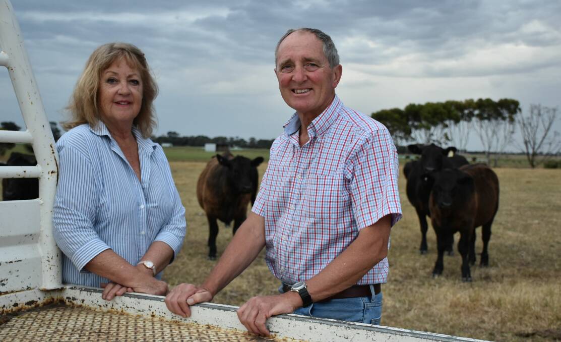 MARKET SUCCESS: Anne and Murray Howard, Violet Banks, Beeac, will sell 125 Angus weaners at Colac's weaner sale. Photo by Joely Mitchell.