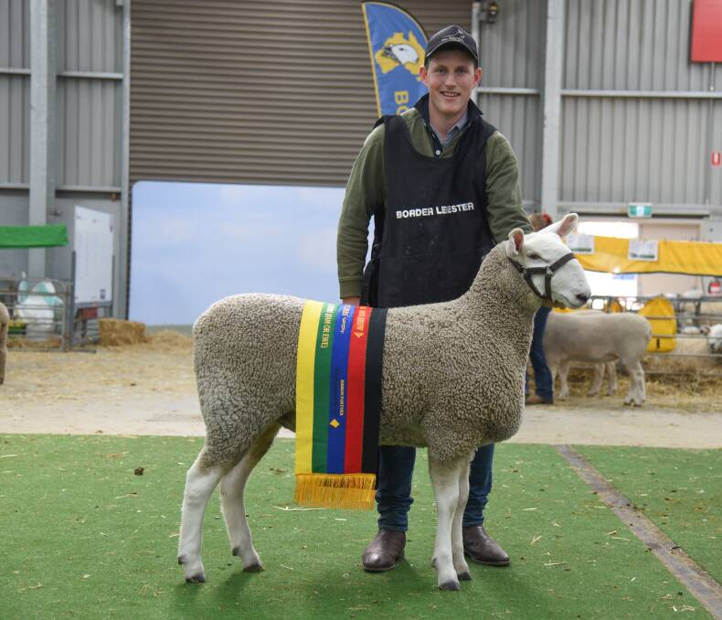 SUPREME: Will Schilling of Glenlee Park Border Leicester Stud with his ewe, which was awarded supreme long wool exhibit.