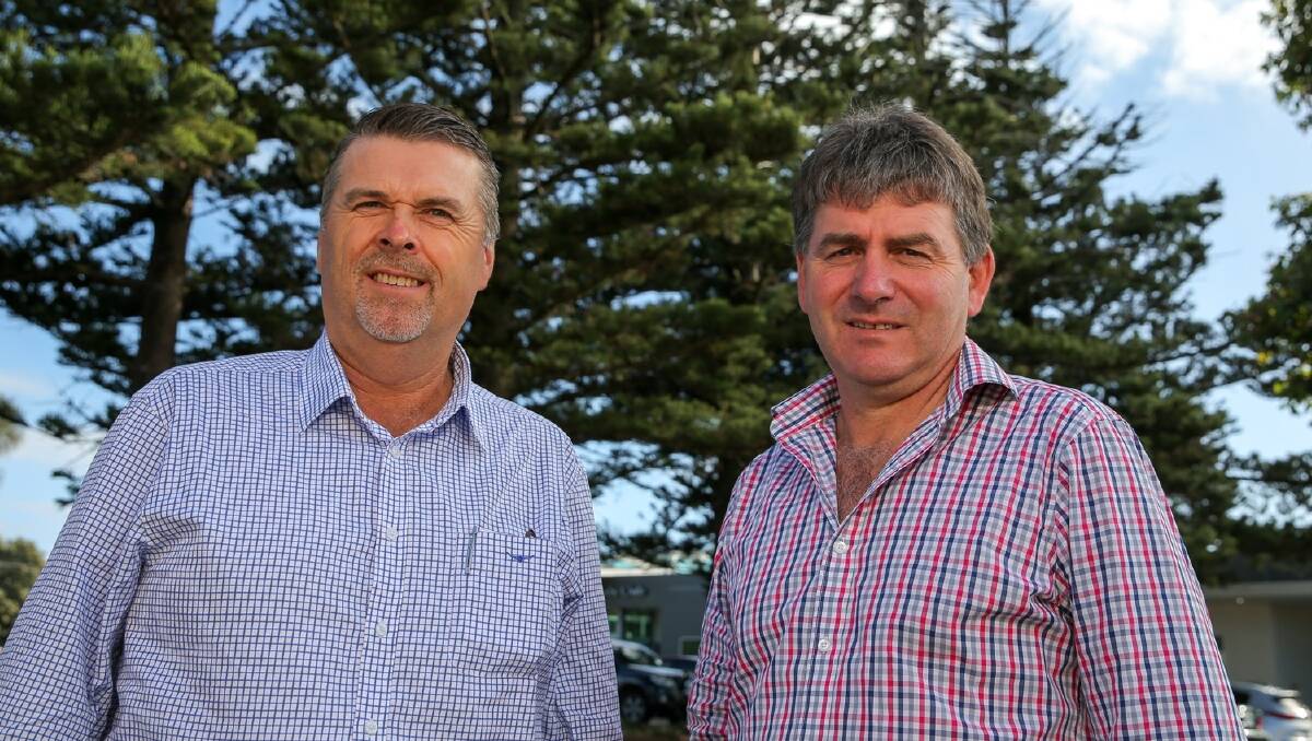 NEW CHAIR: Board director James Mann (right) has been appointed chair of Dairy Australia following the decision of Jeff Odgers to step down early from the role. Picture: Rob Gunstone