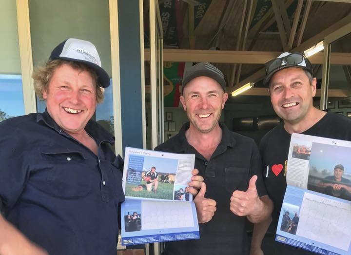 NOT MENTALLY ILL: Royston Nettleton with Simon Barnes and Steve Ronalds launching Gippsland Jersey's mental health calendar. Photo by Gippsland Jersey.