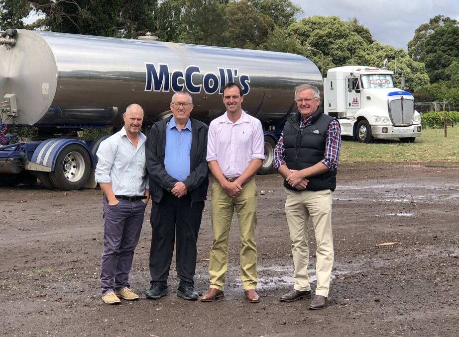 NEW STARTERS: SW Dairy marketing manager Adam Jenkins with founding directors Duncan Morris, Brad Couch and John Hinkley.