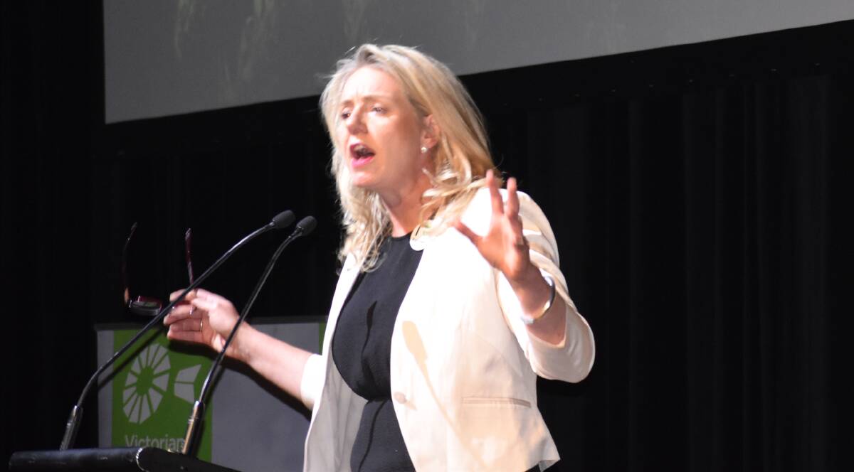 FIGHTER: Federal Agriculture Minister Bridget McKenzie speaks at the VFF gala dinner.