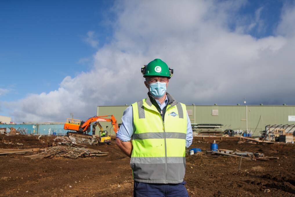 Progress: Operations manager Matt Fisher at the old cattle yards which are being demolished to make way for the new protein plant. Photo by Morgan Hancock.
