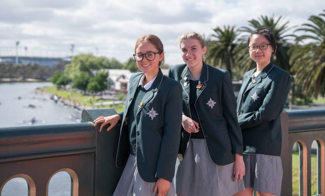 BEST MOVE: Methodist Ladies’ College 2019 boarding house prefect Annalise Skidmore and fellow boarders Cec Reid and Fiona Guan.