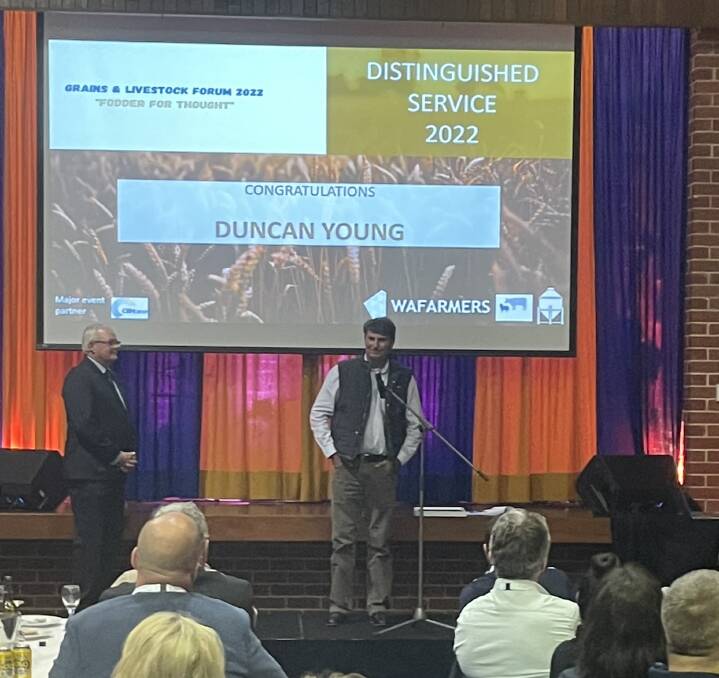 Duncan Young was recognised with a certificate of distinguished service for his contributions to WAFarmers over many years.