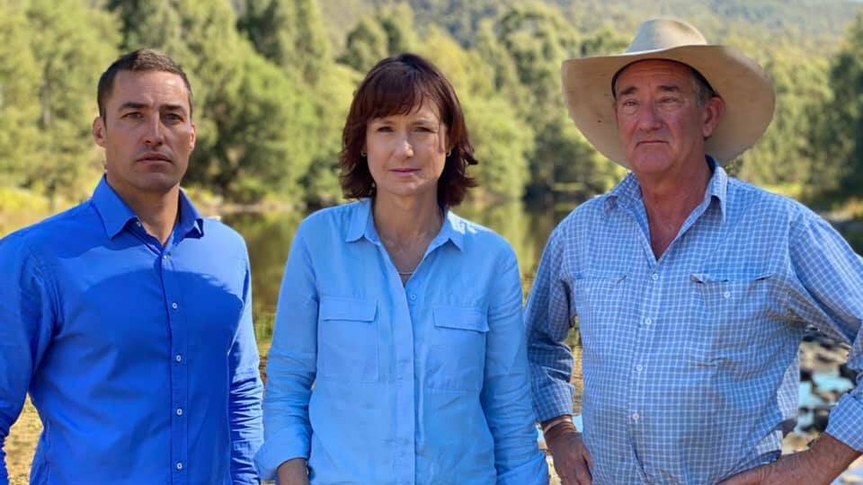 LISTEN: Nationals MP Melina Bath visited GlenFalloch Station last week to discuss changes to the Lands Act 1958. She is pictured with (left) station owner William Paul and (right) station manager Dane Martin. 