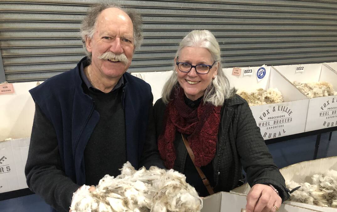 PROUD: Michael and Cathy Blake, Bally Glunin Park, Hamilton, sold the first wool under the SuastainaWOOL Gold standard earlier this month.