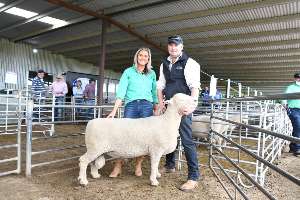 MEAT MACHINE: Lansdale stud principals Janie and James Knight with Lot 5, who sold for the top price of $2600 to local clients MJ and AK Edgar.