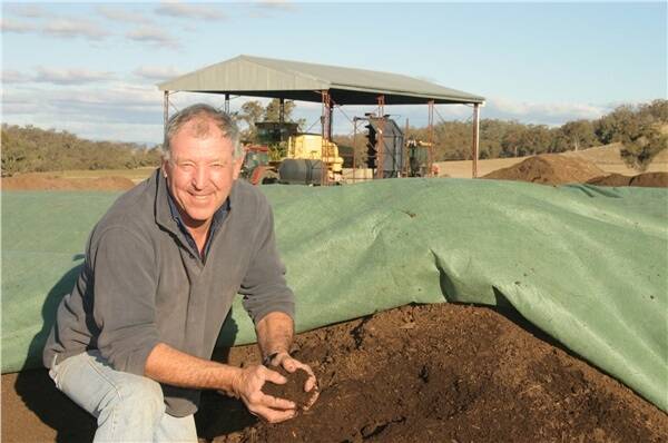 Graham Bowman on son Luke’s northern NSW farm, Springfield, near Barraba where the family is producing a compost to replace traditional chemical fertilisers.