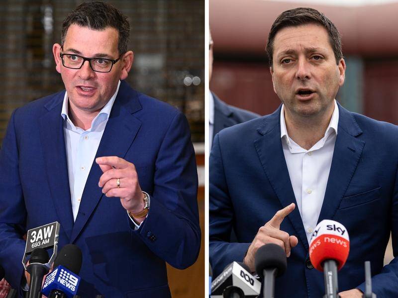 A new Resolve poll published in The Age shows Matthew Guy has narrowed the gap with Daniel Andrews. (Joel Carrett/AAP PHOTOS)