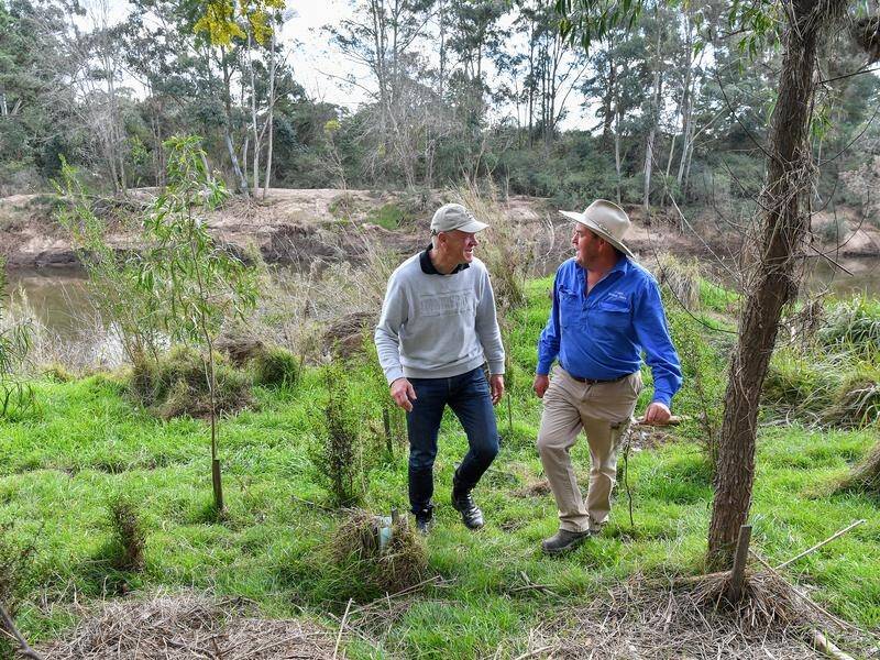 OUTLOOK: Chairman of Landcare Australia Doug Humann and volunteer Tony Biffin on a property in Camden. Photo by Bianca De March.