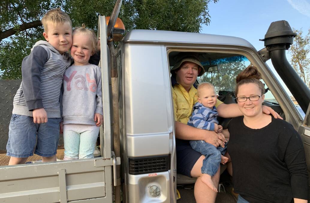 HARD WORKERS: Josh Bedford, his wife April and children Caleb, Amity and Kyan all live and work on the family property. The family owns JDW Earthworx, which keeps Josh busy across the region.