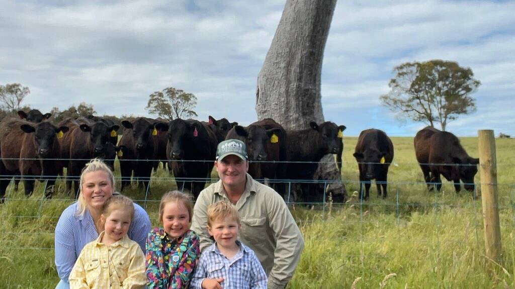 Matt and Jessica Lee, Leebrooke, with their children Sylvia, Evelyn and Jim. Picture supplied
