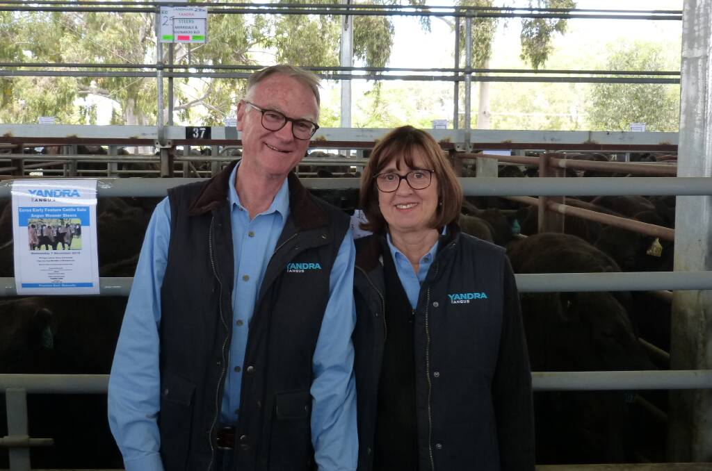 Graham and Helen Cowin, Yandra Angus, were happy with their sale at Euroa annual Black Cattle sale. Local competition set a very good pace.