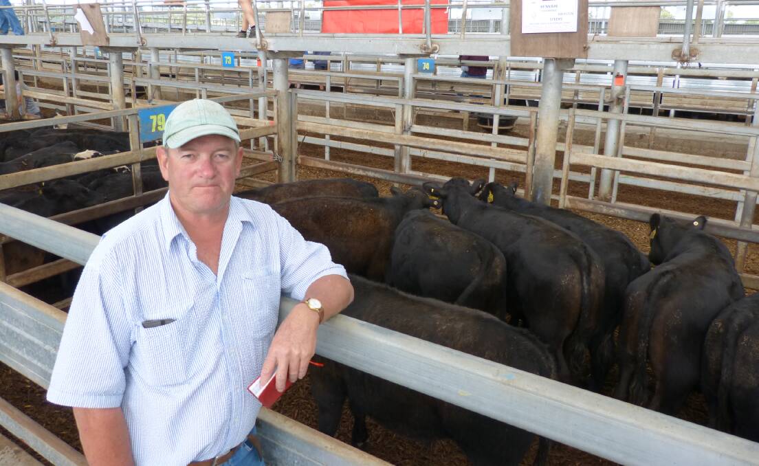 Quality demand: Mike McRae, KF McRae, Dalyston, sold 130 Angus and Charolais-Angus steers and heifers at Leongatha. 