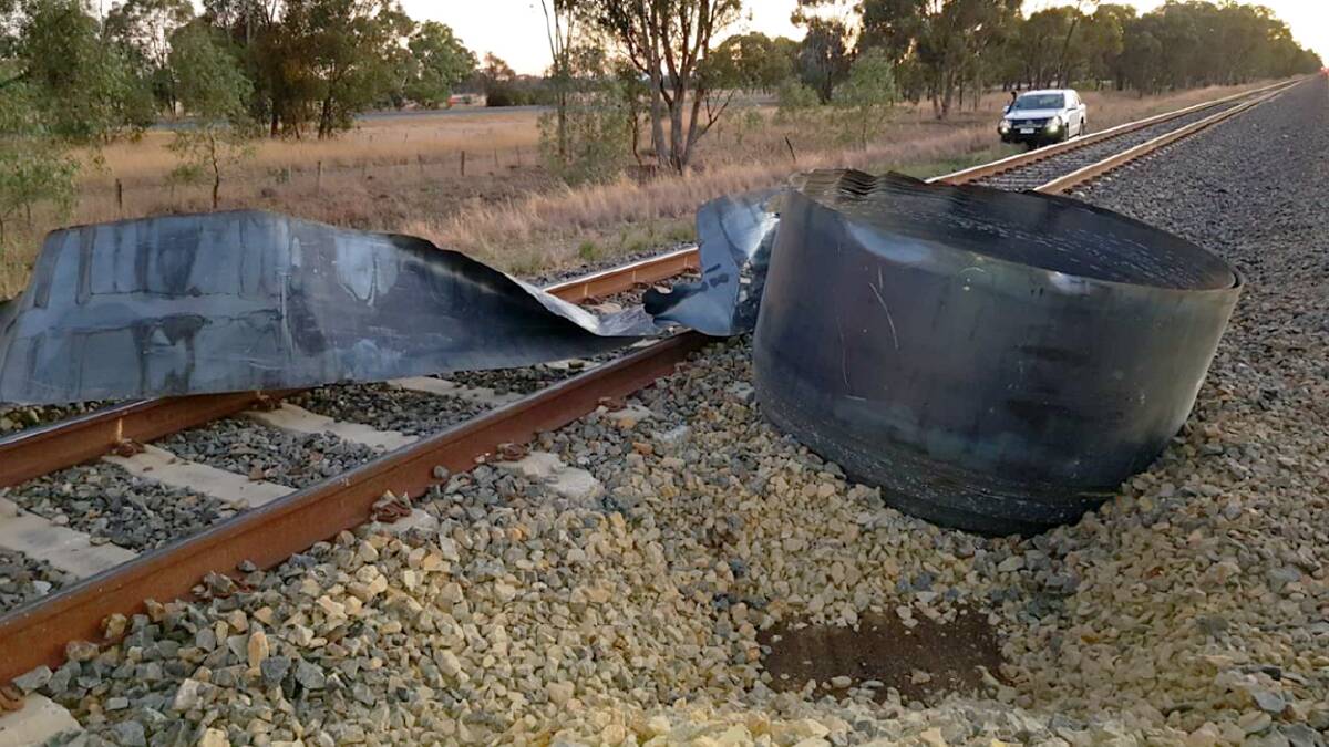 IMPACT: The large steel coil, which weighed 16 tonnes, fell from a freight train at Winton before being struck at about 110km/h by an Albury-bound V/Line train. Two V/Line staff sustained minor injuries during the impact. 