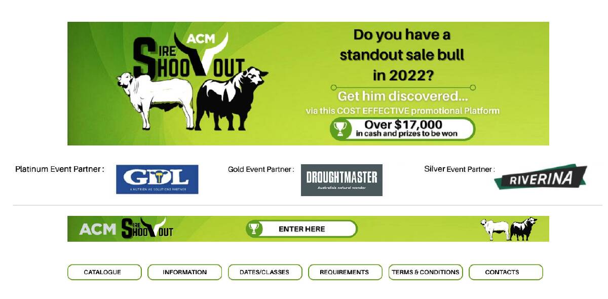 The Sire Shootout landing page is live on all six ACM mastheads. Simply head to the masthead, hover over the cattle section and you'll find the Sire Shootout drop down menu. 