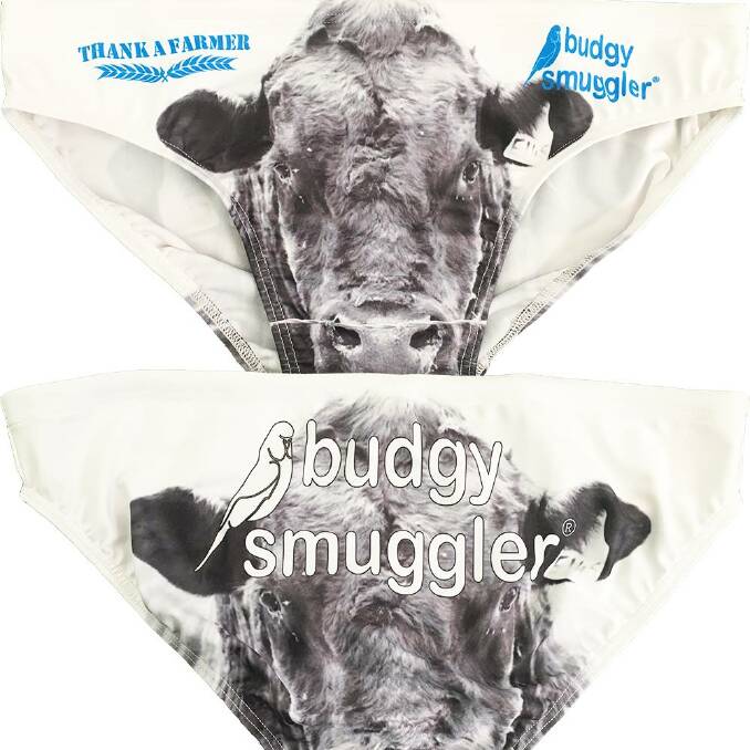 A pair of the new Budgy Smuggler apparel supporting farmers.