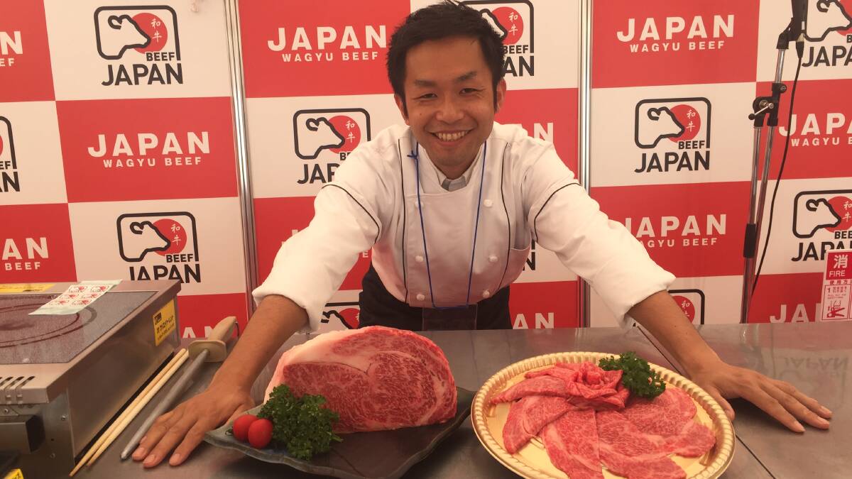 WAGYU CHAMPION: Specialist meat cutter and chef Hiroki Samata from Japan's Federal Meat Academy at the National Competitive Exhibition of Wagyu in Sendai, Japan.