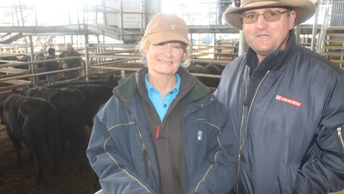 Confident rain will eventually fall in the north of Geelong area, Sandra Richmond and Phillip Cakebread, Little River, sold Angus weaners at Colac.