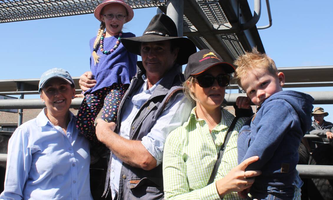 Michael and Anne Mullane, Ballan celebrated a great day at the market with daughter Anna Shelton and grandchildren Chloe, 5, and Ryder, 3.