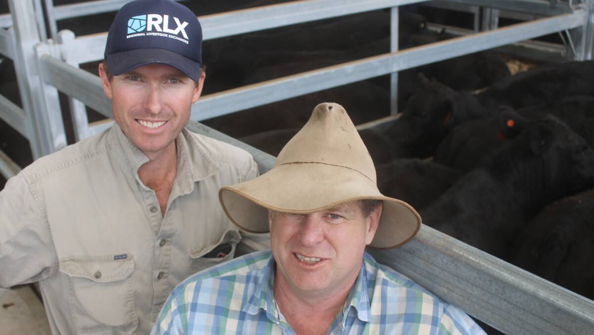 Woodlands farm manager Patrick McCrohon and Gerard Belleville, Romsey, sold a draft of 100 Angus weaners to a top of $1060, following a tough year.